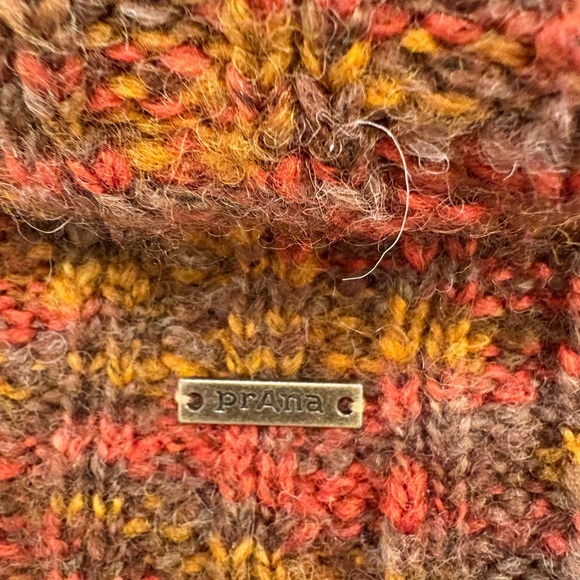 Prana Multicolor Wool Blend Cable Knit Cowl Neck Cardigan Size Small - Picture 13 of 16